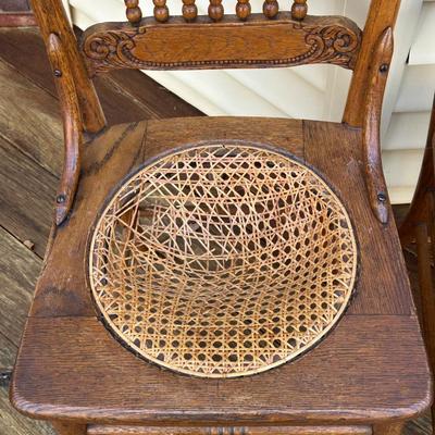 Vintage Wood Hand Caned Chairs