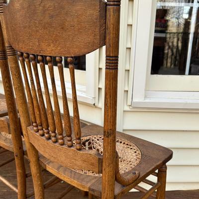 Vintage Wood Hand Caned Chairs