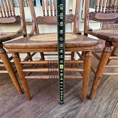 Vintage Wood Hand Caned Chairs