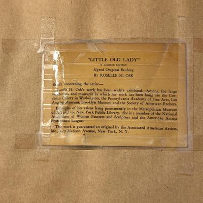 Roselle Osk Signed Original Etching, Vintage Women’s Accessories & More (D-ES)
