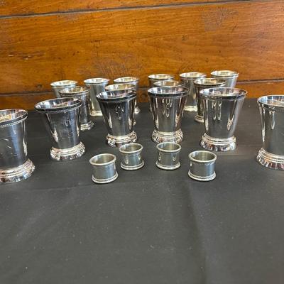 Silver plated Julep Cups & Pewter Napkin Rings