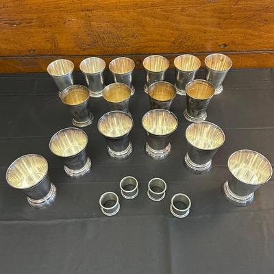 Silver plated Julep Cups & Pewter Napkin Rings