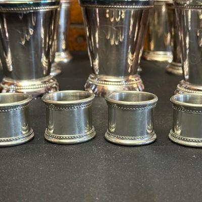 Silver plated Julep Cups & Pewter Napkin Rings