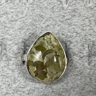 Rainforest Jasper Sterling silver ring 7