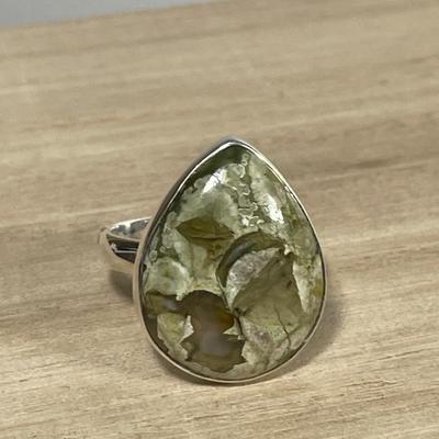 Rainforest Jasper Sterling silver ring 7