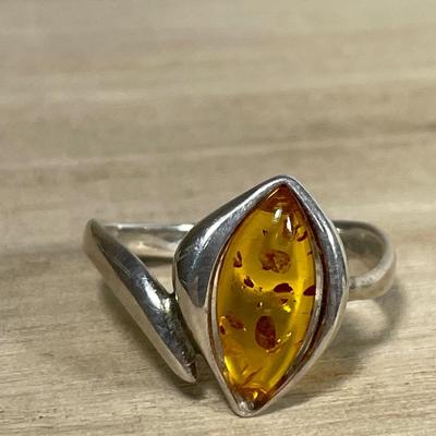 Amber Sterling silver ring 8