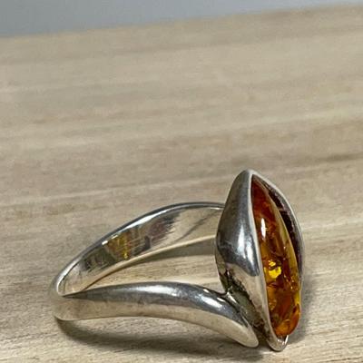 Amber Sterling silver ring 8