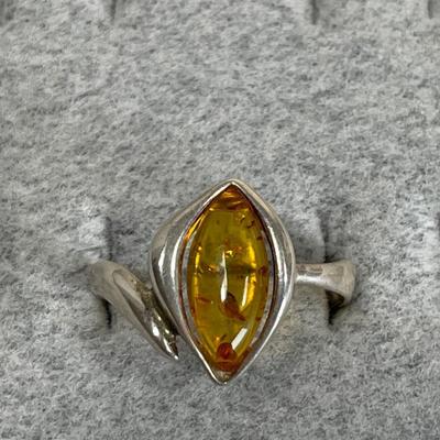 Amber Sterling silver ring 8