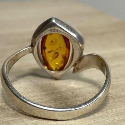 Amber Sterling silver ring 8