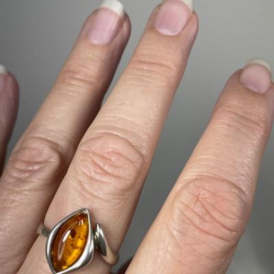 Amber Sterling silver ring 8
