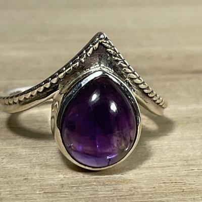 Amethyst Sterling silver ring 9