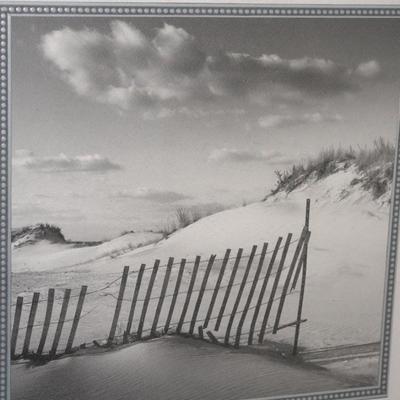 DECORATIVE MATTED &FRAMED BLK /WHITE - SAND DUNES /SKYLINE