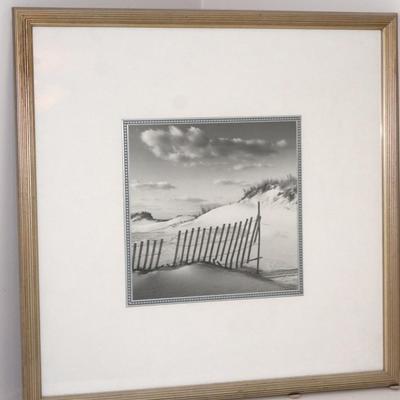 DECORATIVE MATTED &FRAMED BLK /WHITE - SAND DUNES /SKYLINE