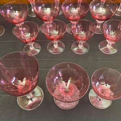 Beautiful and Rare Vintage George Borgfeldt Lisa Cranberry Glasses
