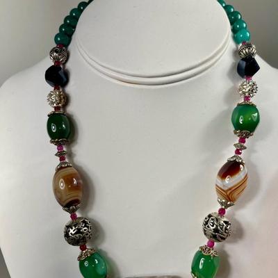 Mixed gemstone beaded necklace