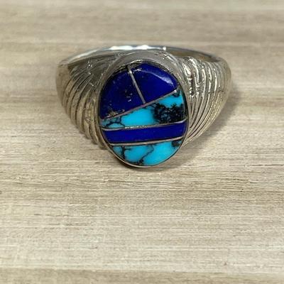 Sterling Silver Estate Ring Lapis Turquoise 10