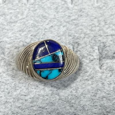 Sterling Silver Estate Ring Lapis Turquoise 10
