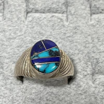 Sterling Silver Estate Ring Lapis Turquoise 10
