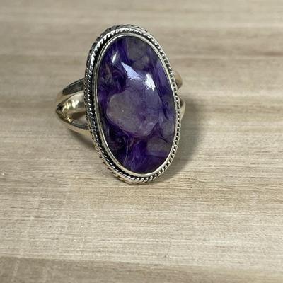 Purple Charoite Sterling silver ring 7