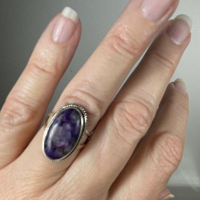 Purple Charoite Sterling silver ring 7