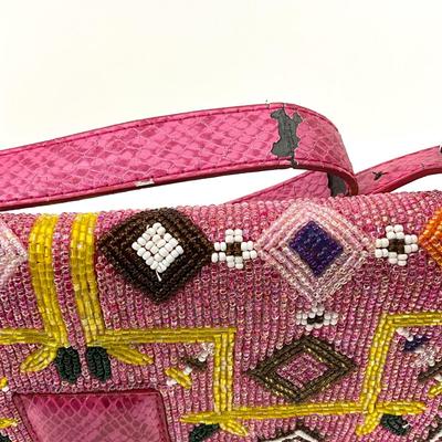 534 FENDI As Is Pink Beaded Baguette Bag