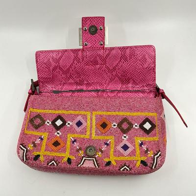 534 FENDI As Is Pink Beaded Baguette Bag