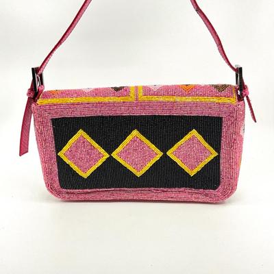 534 FENDI As Is Pink Beaded Baguette Bag