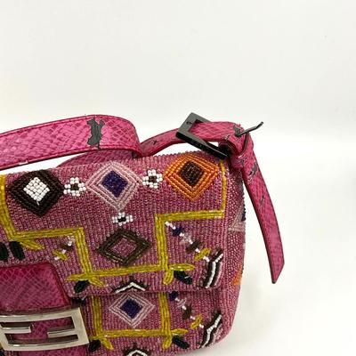 534 FENDI As Is Pink Beaded Baguette Bag