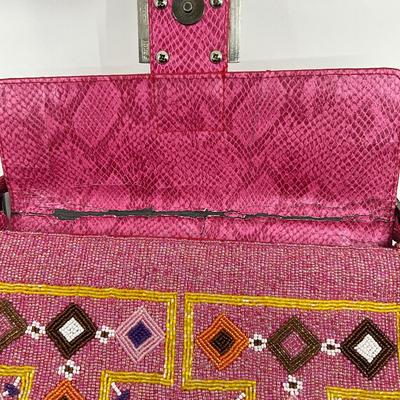 534 FENDI As Is Pink Beaded Baguette Bag