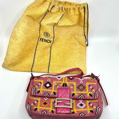 534 FENDI As Is Pink Beaded Baguette Bag