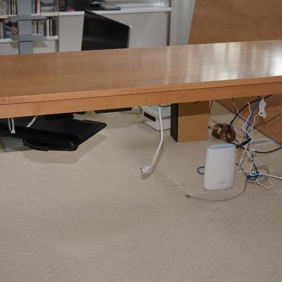 A VERY NICE SIX FOOT BY 2FT WORKTABLE IN MAPLE W/ ELECTRONIC PLUG INS