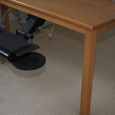 A VERY NICE SIX FOOT BY 2FT WORKTABLE IN MAPLE W/ ELECTRONIC PLUG INS