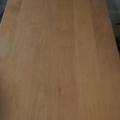 A VERY NICE SIX FOOT BY 2FT WORKTABLE IN MAPLE W/ ELECTRONIC PLUG INS