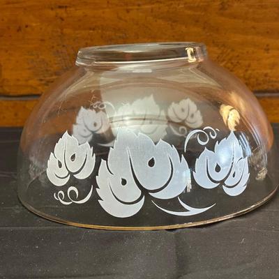 Vintage Glass Punch Bowl and Cups with Frosted Leaf Pattern