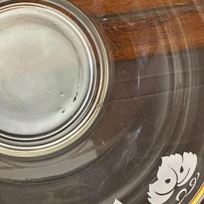 Vintage Glass Punch Bowl and Cups with Frosted Leaf Pattern