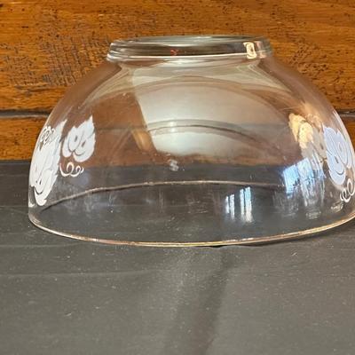 Vintage Glass Punch Bowl and Cups with Frosted Leaf Pattern