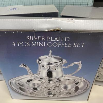 3 boxes of Silver plated mini coffee sets