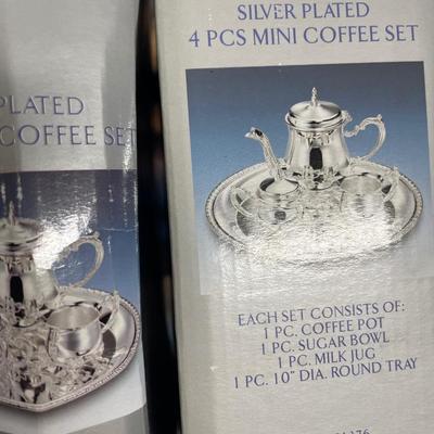 3 boxes of Silver plated mini coffee sets
