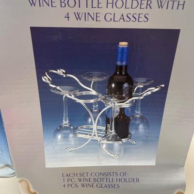 Godinger Silver plate bottle and wine glass holder
