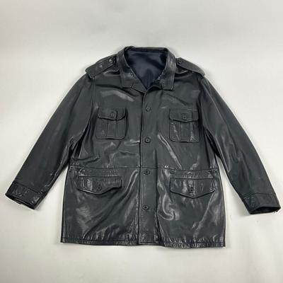 537 BRUNO MAGLI Black Leather Jacket Size 46
