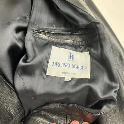 537 BRUNO MAGLI Black Leather Jacket Size 46