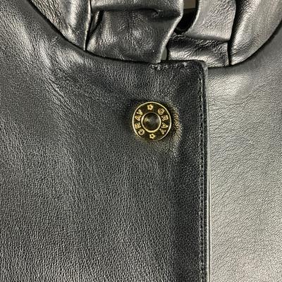 538 ST. JOHN Black Leather Button-Up Jacket