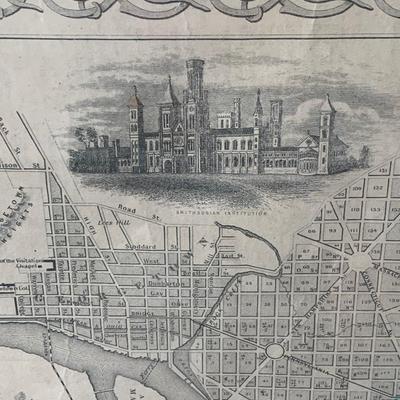 c.1855 J. H. Colton Framed Map of Georgetown / Washington DC