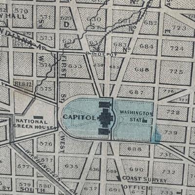 c.1855 J. H. Colton Framed Map of Georgetown / Washington DC