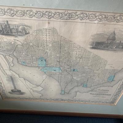 c.1855 J. H. Colton Framed Map of Georgetown / Washington DC