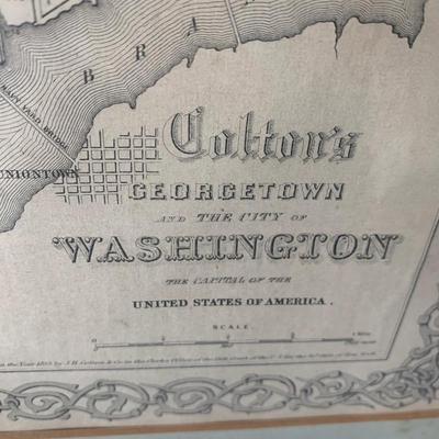 c.1855 J. H. Colton Framed Map of Georgetown / Washington DC
