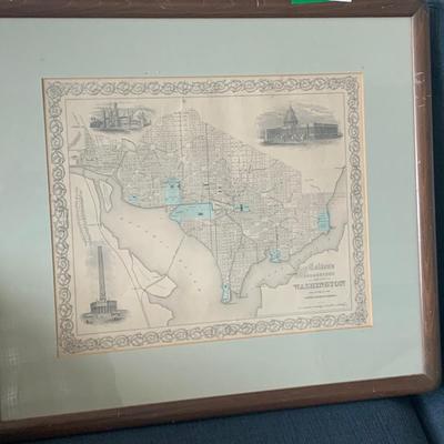 c.1855 J. H. Colton Framed Map of Georgetown / Washington DC