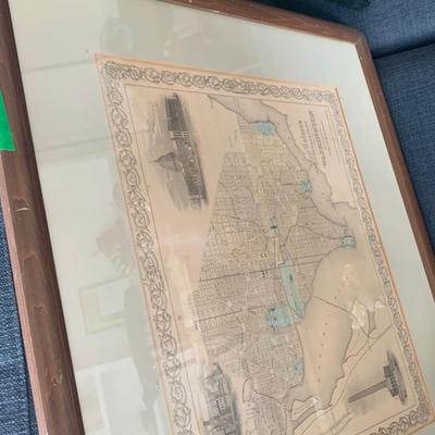 c.1855 J. H. Colton Framed Map of Georgetown / Washington DC