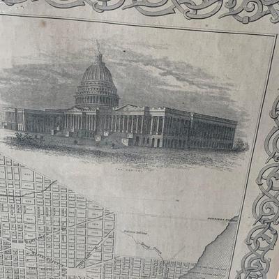 c.1855 J. H. Colton Framed Map of Georgetown / Washington DC