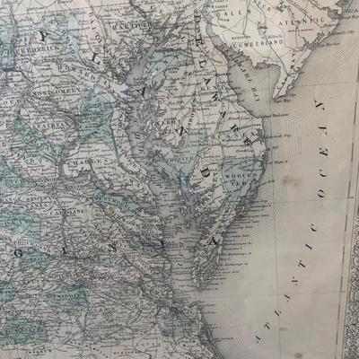 Antique Johnson’s Maryland Virginia Delaware West Virginia Framed